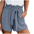 thumbnail image 1 of Besolor Summer Shorts for Women High Waisted Ruffle Bow Tie Wide Leg Shorts Casual Loose Flowy Loungewear Shorts with Pockets, 1 of 8