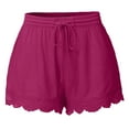 thumbnail image 1 of Besolor Summer Shorts for Women Lace Trim Elastic Waist Drawstring Plus Size Shorts Casual Comfy Beach Lounge Shorts, 1 of 5