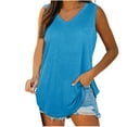 thumbnail image 1 of Besolor Summer Tank Tops for Women Casual V Neck Sleeveless Basic Tee Shirts Loose Flowy Solid Color T-Shirts, 1 of 6