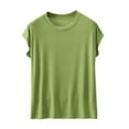 thumbnail image 1 of Besolor Summer Tops for Women Undershirt Round Neck Cap Sleeve Shirts Casual Comfy Solid Color Basic Tees, 1 of 8