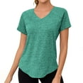 thumbnail image 1 of Besolor Summer Workout Tops for Women V Neck Short Sleeve T-Shirts Casual Quick Dry Athletic Gym Blouse Tees, 1 of 8