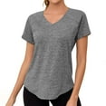thumbnail image 1 of Besolor Summer Workout Tops for Women V Neck Short Sleeve T-Shirts Casual Quick Dry Athletic Gym Blouse Tees, 1 of 8