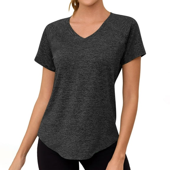 Besolor Summer Workout Tops for Women V Neck Short Sleeve T-Shirts Casual Quick Dry Athletic Gym Blouse Tees