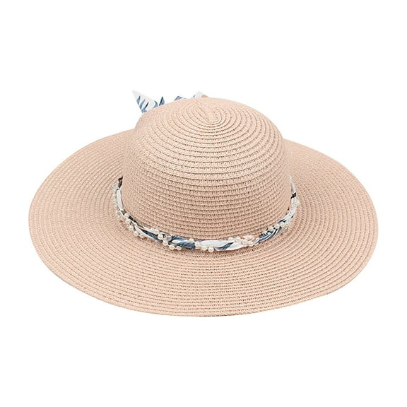 Besolor Sun Hat for Women Floppy Straw Wide Brim Summer Hats Foldable Packable UV Protection Gardening Beach Hats UPF 50 
