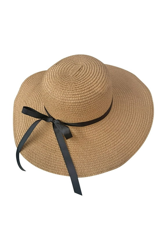 Sun Straw Hats for Women, UPF 50+ UV Protection Foldable Bowknot Wide Brim Summer Beach Vacation Hat