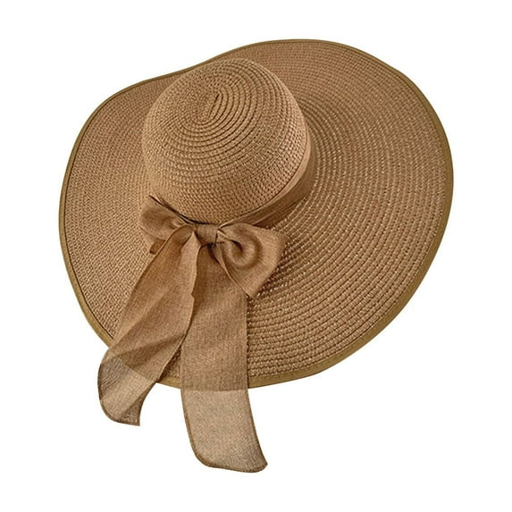 Besolor Sun Straw Hats for Women, UPF 50+ UV Protection Foldable Bowknot Wide Brim Summer Beach Vacation Hat