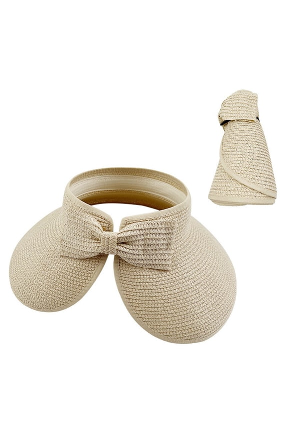 Sun Visor Hats for Women Wide Brim Ponytail Summer Straw Beach Hats UV UPF 50+ Packable Foldable Hats