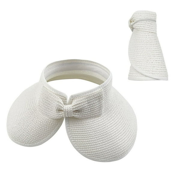 Besolor Sun Visor Hats for Women Wide Brim Ponytail Summer Straw Beach Hats UV UPF 50+ Packable Foldable Hats