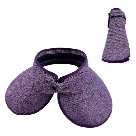 Besolor Sun Visor Hats for Women Wide Brim Ponytail Summer Straw Beach Hats UV UPF 50+ Packable Foldable Hats