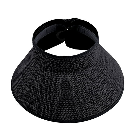 Besolor Sun Visor Hats for Women Wide Brim Straw Ponytail UV Protection Summer Beach Hat Packable Foldable Travel Cap