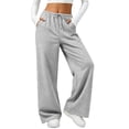 thumbnail image 1 of Besolor Sweatpants Women Elastic Waisted Drawstring Wide Leg Fall Casual Loose Workout Pant with Pockets(Small,Gray), 1 of 7
