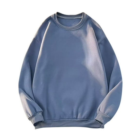 Besolor Sweatshirts for Men Round Neck Long Sleeve Pullover Tops Casual Solid Color Blouse Fall Clothes