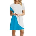 thumbnail image 1 of Besolor T-Shirts Dress for Women Color Block Crewneck Short Sleeve Sundress Casual Plus Size Summer Mini Dress, 1 of 5