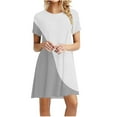 thumbnail image 1 of Besolor T-Shirts Dress for Women Color Block Crewneck Short Sleeve Sundress Casual Plus Size Summer Mini Dress, 1 of 5