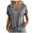 thumbnail image 1 of Besolor T Shirts Short Sleeve V Neck Tees for Women Work Tops Trendy Lightweight Soft Casual Summer Outfits Clothes 2025, 1 of 7