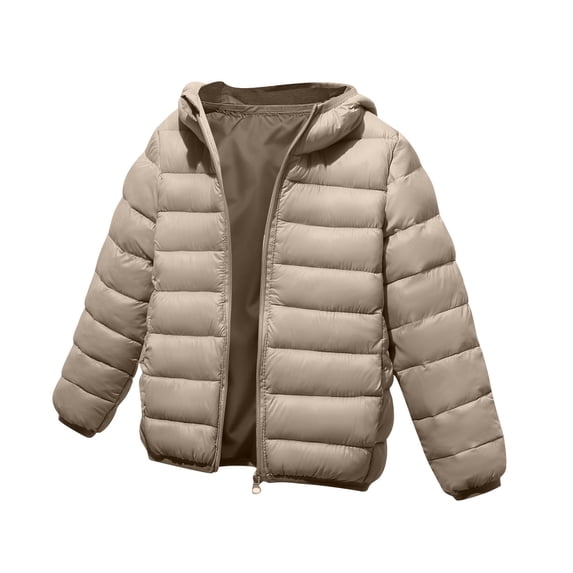 Besolor Teen Girls Boys Kids down Jackets Long Sleeve Zipper Hooded Fall Winter Casual Thick Warm Outwear Puffer Jackets(8-9 Years,Khaki)