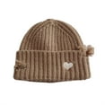 thumbnail image 1 of Besolor Toddler Baby Beanie Hat Kids Heart Graphic Knitted Thick Warm Winter Cuffed Hats for Girls Boys, 1 of 3
