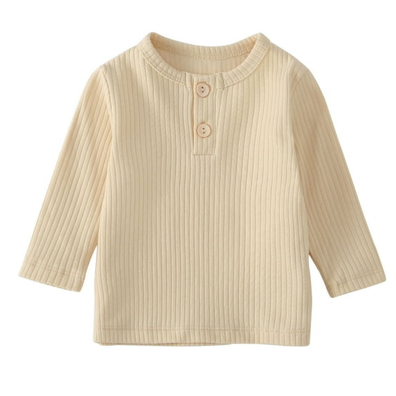 Besolor Toddler Baby Boys Girls Fall Knit Tops Ribbed Crewneck Long Sleeve Basic Shirts Casual Comfy Undershirt