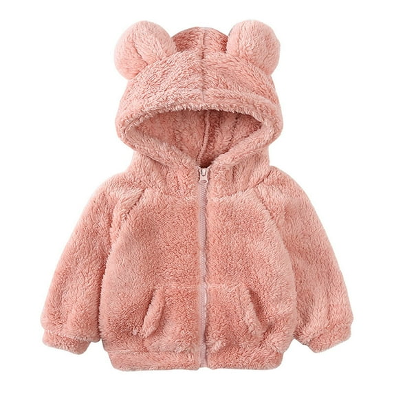 Besolor Toddler Baby Girls Boys Fleece Hooded Jacket Cute Ear Cozy Fuzzy Zip up Sweater Coat Casual Warm Winter Outwear
