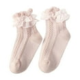 thumbnail image 1 of Besolor Toddler Baby Girls Cute Ruffle Lace Ankle Socks Frilly Cotton Ruffles Cuff School Dress Crew Socks, 1 of 3
