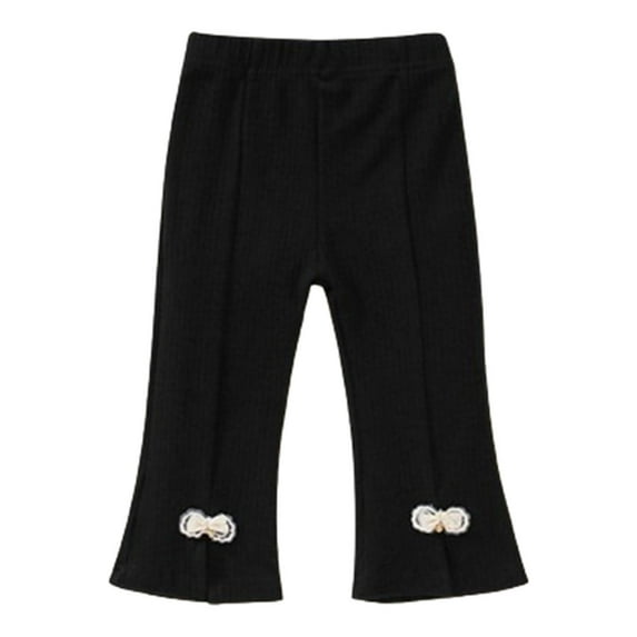 Besolor Toddler Baby Girls Flare Pants Kids Cute Bowknot Elastic Waist Bell Bottom Pants Trouser 1-5 Years