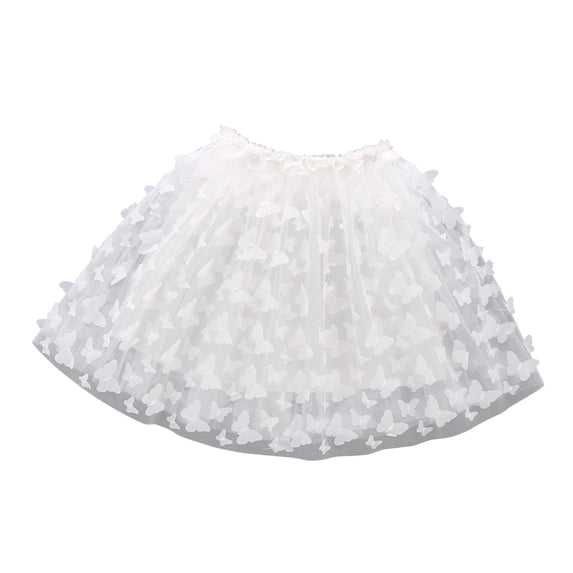Besolor Toddler Baby Girls Layered Tulle Skirt Mesh Elastic Waist Embroider A-Line Party Dance Short Skirts