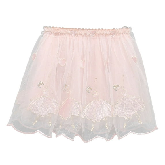 Besolor Toddler Baby Girls Layered Tulle Skirt Mesh Elastic Waist Embroider A-Line Party Dance Short Skirts