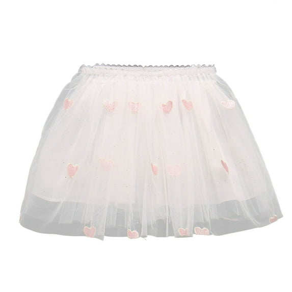 Besolor Toddler Baby Girls Layered Tulle Skirt Mesh Elastic Waist Embroider A-Line Party Dance Short Skirts