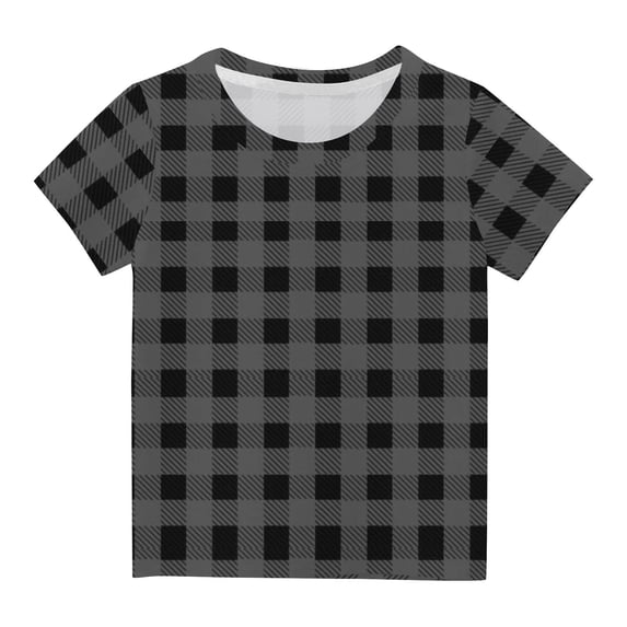 Besolor Toddler Boys Girls Summer Plaid T-Shirts Kids Casual Loose Crewneck Short Sleeve Tops Tees 3-14 Years