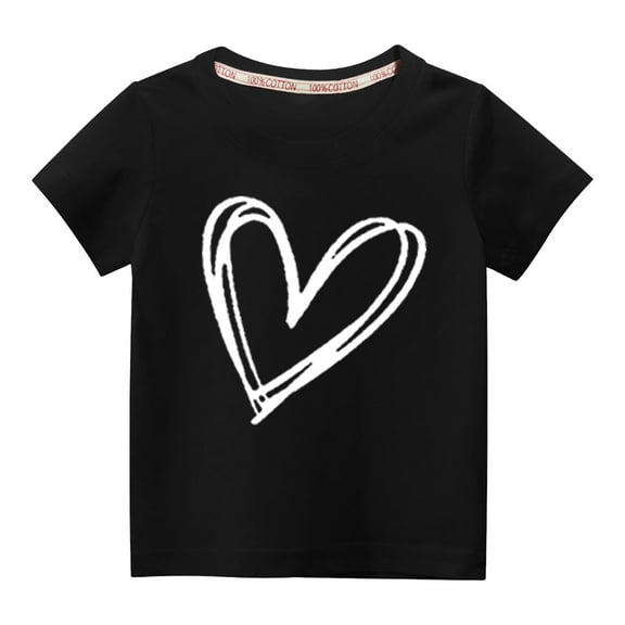 Besolor Toddler Boys Girls Valentine's Day T-Shirts Kids Casual Round Neck Heart Printed Short Sleeve Tops Graphic Tees