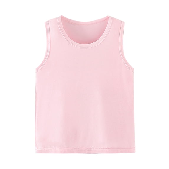 Besolor Toddler Girl Boy Summer Tank Tops Casual Solid Color Crewneck Sleeveless Basic Shirts Tee Clothes(3-4 Years,Pink)