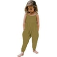 thumbnail image 1 of Besolor Toddler Girls Kids Jumpsuit Solid Color One-Piece Playsuit Strap Romper with Pockets Summer Outfits 1-6 Years, 1 of 5