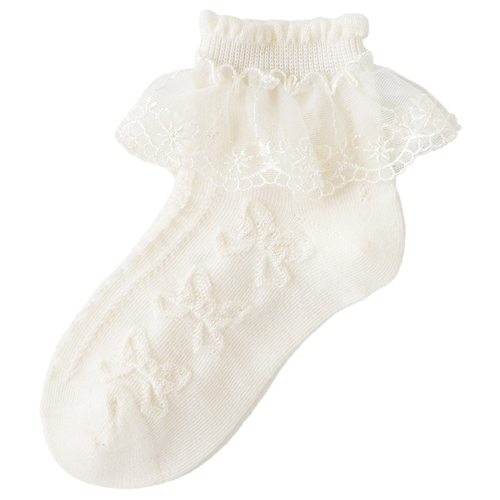 Besolor Toddler Girls Socks Ruffle Eyelet Lace Socks Cute Frilly ...