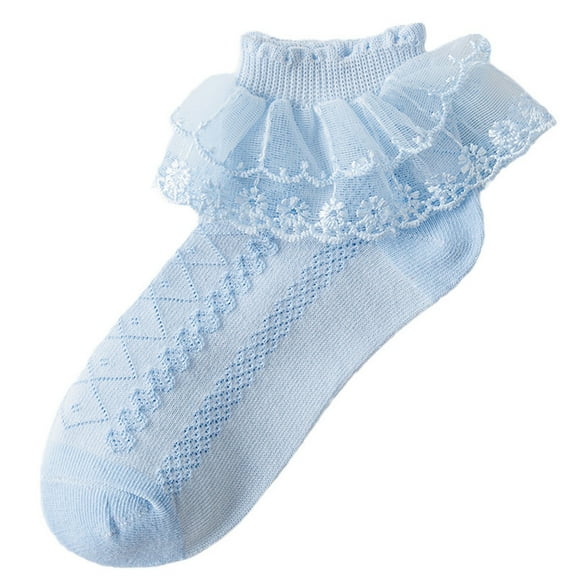 Besolor Toddler Girls Socks Ruffle Eyelet Lace Socks Cute Frilly Princess Dance Dress Sock for Kids 1-13 Years