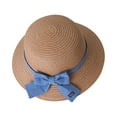 thumbnail image 1 of Besolor Toddler Girls Straw Sun Hat Cute Bowknot Wide Brim Beach Hat Foldable Summer Sun Protection Bucket Hat for Kids, 1 of 1