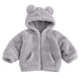 thumbnail image 1 of Besolor Toddler Girls Winter Fuzzy Sherpa Hoodies Fleece Thermal Warm Long Sleeve Sweatshirts Zip up Jackets with Pockets(0-1 Years,Gray), 1 of 6