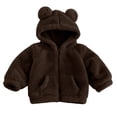 thumbnail image 1 of Besolor Toddler Girls Winter Fuzzy Sherpa Hoodies Fleece Thermal Warm Long Sleeve Sweatshirts Zip up Jackets with Pockets(1-2 Years,Brown), 1 of 6