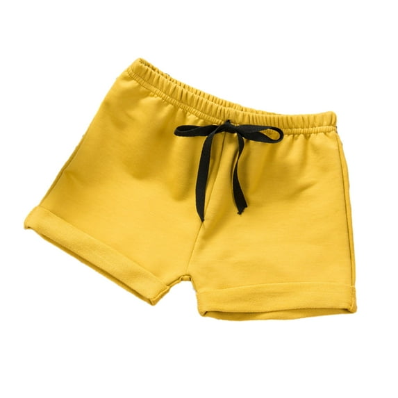 Besolor Toddler Infant Girl Boy Summer Shorts Casual Solid Color Elastic Waist Drawstring Cotton Shorts Baby Clothes