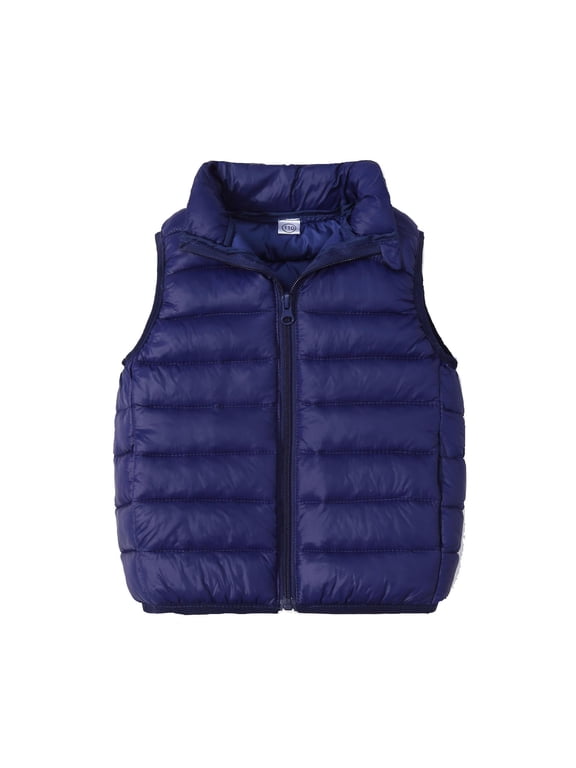 Toddler Kids Child Boys Girls Puffer Vests Fall Winter Thick Warm Sleeveless Windproof Zipper Jackets Coat with Pockets(3-4 Years,Navy)