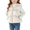 thumbnail image 1 of Besolor Toddler Kids Girls Clothes Puffer Vests Fall Winter Fleece Lined Thicken Warm Sleeveless Zipper Hoodies down Jackets with Pocket(2-3 Years,White), 1 of 7