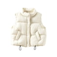 thumbnail image 1 of Besolor Toddler Kids Girls Puffer Vests Sleeveless Lightweight Casual Fall Winter Thicken Warm Button Waistcoat Coat with Pockets(10-11 Years,White), 1 of 5