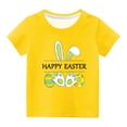 thumbnail image 1 of Besolor Toddler Kids Happy Easter T-Shirts Bunny Graphic Crewneck Short Sleeve Cute Summer Tee Tops for Boy Girl, 1 of 4