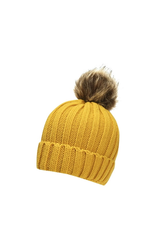 Toddler Kids Winter Beanie Hat, Children's Cute Warm Knit Thick Cap with Pom Pom for Boys Girls 4-12 Years