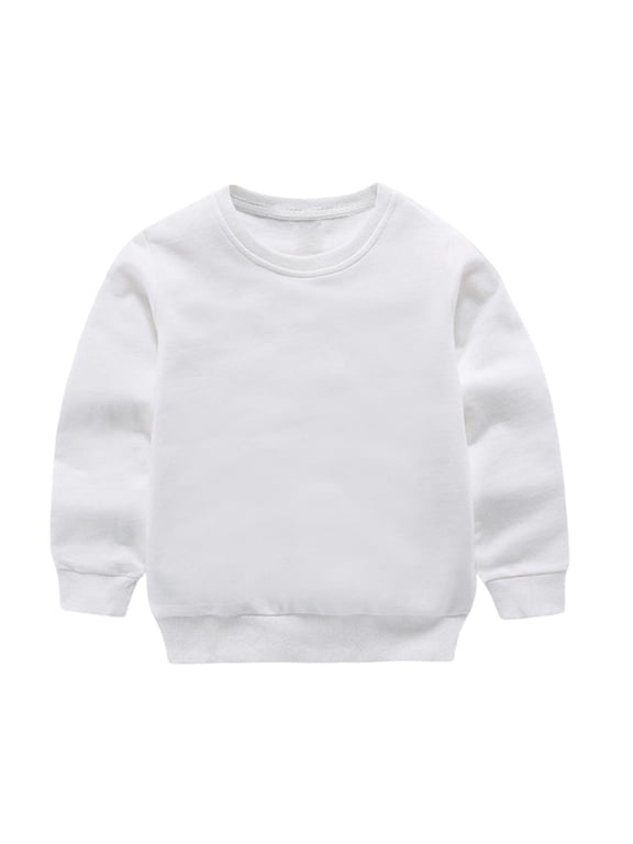 Toddler Unisex Boys Girls Clothes Crewneck Sweatshirts Long Sleeve Shirt Casual Loose Kids Fall Workout Pullover Tops(1-2 Years,White)