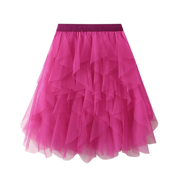 Besolor Tulle Skirt for Women Casual Elastic High Waist Mesh Layered A-Line Cocktail Party Prom Mini Skirts