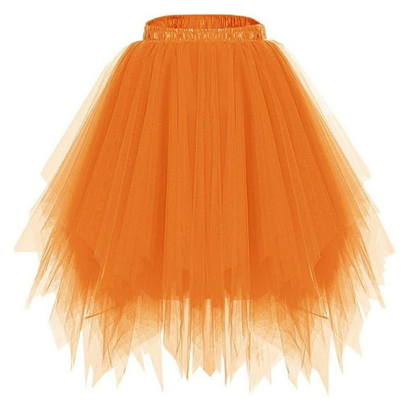 Besolor Tulle Skirts for Women Irregular Layered Elastic High Waist Mesh A-Line Princess Party Dance Skirt