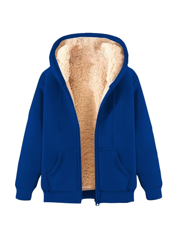 Unisex Womens Mens Zip up Hoodies Long Sleeve Fleece Lined Hooded Sweatshirts Casual Warm Winter Jacket Outwear with Pockets