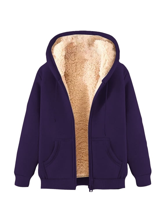 Unisex Womens Mens Zip up Hoodies Long Sleeve Fleece Lined Hooded Sweatshirts Casual Warm Winter Jacket Outwear with Pockets