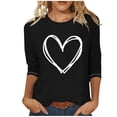 thumbnail image 1 of Besolor Valentines Day T Shirt Women Blouses Valentines Day Shirt for Womens Trendy Heart Print Tees 3/4 Sleeve Tops, 1 of 3
