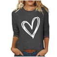 thumbnail image 1 of Besolor Valentines Day T Shirt Women Blouses Valentines Day Shirt for Womens Trendy Heart Print Tees 3/4 Sleeve Tops, 1 of 3